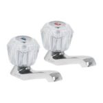 Juego de dos llaves Individuales para Lavabo, Manerales de Acrílico, Foset 49235